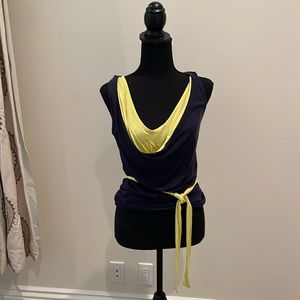 Ted Baker Size 1 Navy and Yellow Shirt